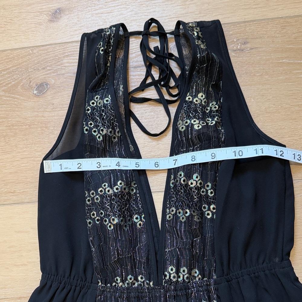 BCBG Black & Gold Plunging Vneck Maxi Dress - Picture 7 of 8